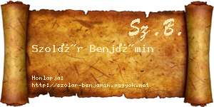 Szolár Benjámin névjegykártya
